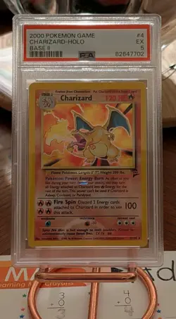 2000 Pokemon TCG Charizard 004/130 Base Set 2 Holo PSA 5 - Image 1