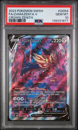 2023 POKEMON SWORD & SHIELD CROWN ZENITH #GG54 FULL ART/ZAMAZENTA V PSA 10 - Image 1