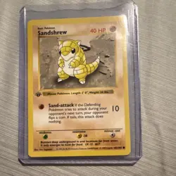 Pokemon Sandshrew 1st Edition Base Set Shadowless 62/102 Common 40 HP Wizards - Image 1