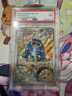 2025 Pokemon Black Bolt BLK En Seismitoad Illustration Rare #105 PSA 9 Mint - Image 1