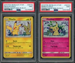 PSA 9 PIKACHU MIMIKYU SET OF 2 BLACK STAR PROMO SUN & MOON SM162 SM163 POKEMON - Image 1