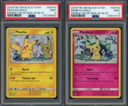 PSA 9 PIKACHU MIMIKYU SET OF 2 BLACK STAR PROMO SUN & MOON SM162 SM163 POKEMON - Image 1