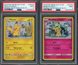PSA 9 PIKACHU MIMIKYU SET OF 2 BLACK STAR PROMO SUN & MOON SM162 SM163 POKEMON - Image 1