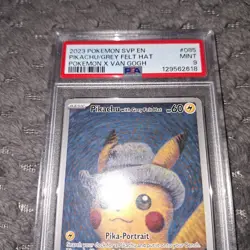 2023 POKEMON POKEMON X VAN GOGH PROMO PIKACHU WITH GREY FELT HAT PSA 9 - Image 4