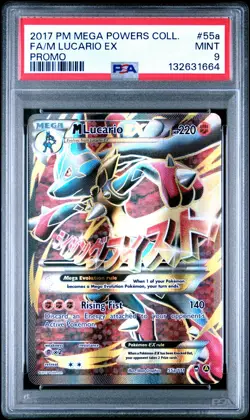 2017 POKEMON MEGA POWERS COLLECTION PROMO #55A FULL ART/M LUCARIO EX PSA 9 - Image 1