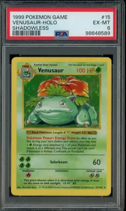 1999 POKEMON GAME #15 VENUSAUR-HOLO PSA 6 EX-MT - Image 1