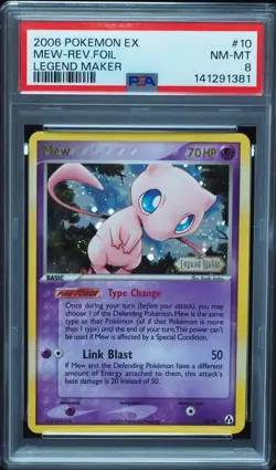 Mew 10/92 Stamped Reverse Holo PSA 8 EX Legend Maker Pokemon Card, Fart Swirl! - Image 1