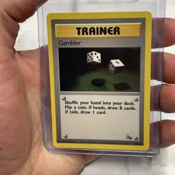 GAMBLER - Fossil Set - 60/62 - Common - Pokemon Card Unlimited Edition NM/MT Vtg - Image 1