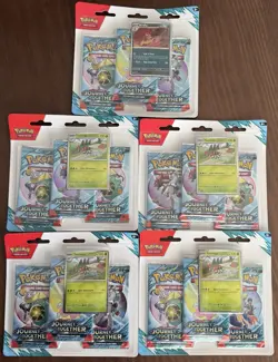 Lot Of 5 Pokemon TCG: Journey Together 3-Pack Blister Factory Sealed - Image 1