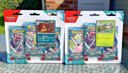 POKEMON TCG JOURNEY TOGETHER YANMEGA & SCARFTY TRIPLE BLISTER PACK SET *SEALED* - Image 1