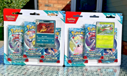 POKEMON TCG JOURNEY TOGETHER YANMEGA & SCARFTY TRIPLE BLISTER PACK SET *SEALED* - Image 2
