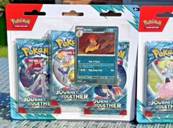 POKEMON TCG JOURNEY TOGETHER YANMEGA & SCARFTY TRIPLE BLISTER PACK SET *SEALED* - Image 4