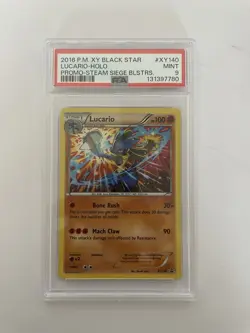 2016 POKEMON XY BLACK STAR PROMO STEAM SIEGE BLISTERS #XY140 LUCARIO-HOLO PSA 9 - Image 1