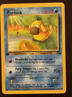 Pokemon TCG Psyduck Base Set 1st Edition 53/62 Common 50 HP 1999 - Image 1