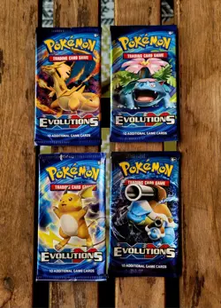 *EMPTY* POKEMON X&Y EVOLUTIONS BOOSTER PACKS FULL ART SET - Image 1