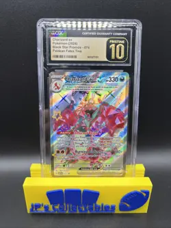 CGC 10 PRISTINE Charizard EX #74 Black Star Promo Full Art Pokemon Paldean Tin - Image 1