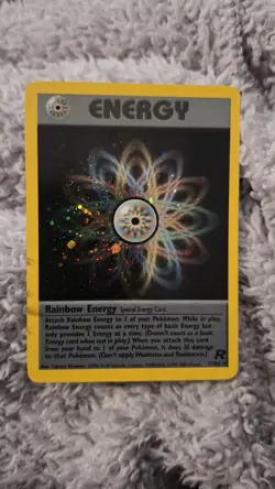 Rainbow Energy Holo Rare 17/82 Team Rocket Pokemon Card 2000 Vintage LP - Image 1