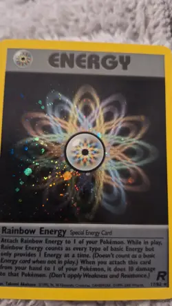 Rainbow Energy Holo Rare 17/82 Team Rocket Pokemon Card 2000 Vintage LP - Image 2