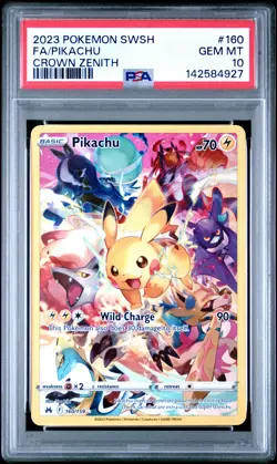 2023 POKEMON SWORD & SHIELD CROWN ZENITH #160 FULL ART/PIKACHU PSA 10 - Image 1