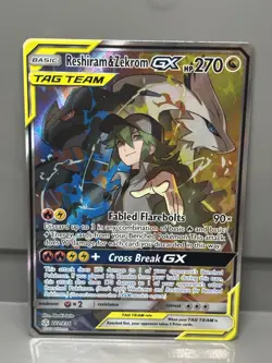 Pokemon TCG Reshiram & Zekrom GX (Full Art) 222/236 Sm-Cosmic Eclipse Tag Team - Image 1