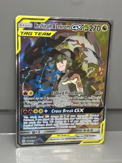 Pokemon TCG Reshiram & Zekrom GX (Full Art) 222/236 Sm-Cosmic Eclipse Tag Team - Image 3