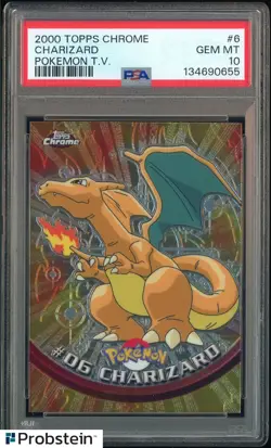 2000 Topps Chrome Pokemon TV #6 Charizard PSA 10 GEM MINT - Image 1