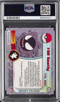 2000 TOPPS CHROME POKEMON T.V. SPECTRA #92 GASTLY PSA 10 - Image 2