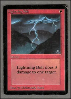 Lightning Bolt mtg Heavy Play/Damaged, Rubber Band Notches Limited Edition BETA - Image 1
