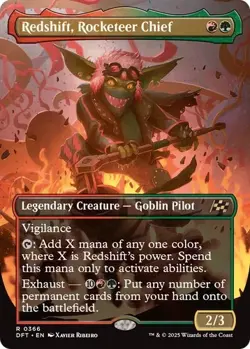 NM Borderless Redshift, Rocketeer Chief, MTG, Aetherdrift, Magic, 366 - Image 1