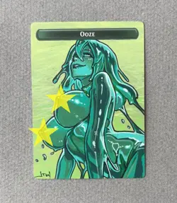 Magic MTG Altered Painted Ooze Token Anime Girl by white_alters - Image 2