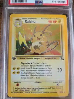 1999 Pokemon Fossil Raichu 1st Edition Holo Rare PSA 7 Near Mint 14/62 - Image 2