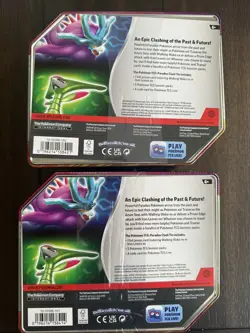 Pokemon TCG: Paradox Clash Tin Set of 2 - Iron Leaves & Walking Wake - Sealed - Image 2