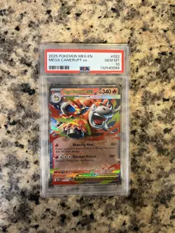 Pokemon Mega Camerupt ex 022/132 Me01: Mega Evolution PSA 10 Double Rare Holo - Image 1