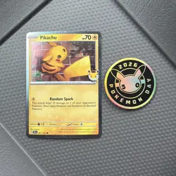 Pikachu 051 /162 Stamped 2026 Pokemon Day 30 Promo TCG With Coin - Image 2