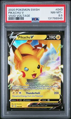 2020 POKEMON SWORD & SHIELD VIVID VOLTAGE #043 PIKACHU V PSA 8.5 - Image 1
