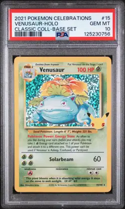 2021 POKEMON CELEBRATIONS CLASSIC COLL #15 VENUSAUR-HOLO PSA 10 - Image 1