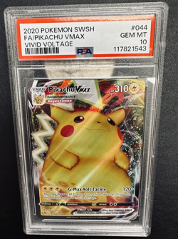 PSA 10 - 2020 POKEMON SWORD & SHIELD VIVID VOLTAGE #044 FULL ART/PIKACHU VMAX - Image 1