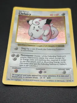 1999 Pokemon TCG Clefairy Base Set Shadowless Holo Rare 5/102 Vintage - Image 2
