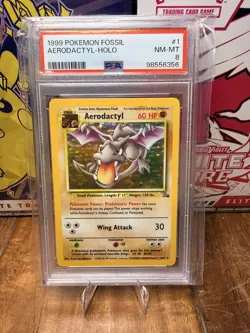 Aerodactyl Holo PSA 8 Fossil 1999 1/62 Pokemon - Image 1