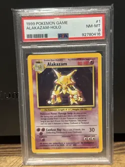 1999 Pokemon Base Set Alakazam Holo #1 PSA 8 NM-MT WOTC 1/102 - Image 1