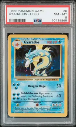 1999 Pokemon CCG Base Set #6 Gyarados Holo PSA 8 NM-MT unlimited WOTC TCG - Image 1