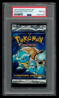 1999 Pokemon Base Set Pack: Unlimited-Thick Font Blastoise PSA 8 NM-MT - Image 1