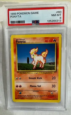 1999 Pokemon Base Set Unlimited PONYTA #60 PSA 8 NM-MT - Image 1