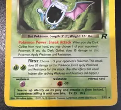 Pokemon TCG Dark Golbat Rare Holo Card #7/82 Team Rocket - Image 3