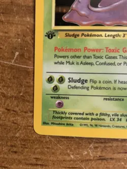 1st Edition Muk Holo Card - NM - Fossil 13/62 - WOTC 1999 Pokemon - Image 2
