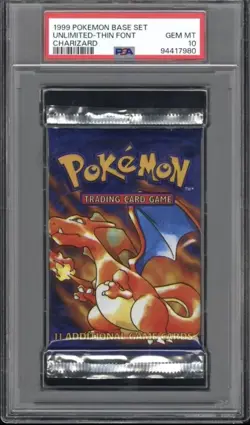 1999 Pokemon Base Set Booster Pack Charizard Sealed PSA 10 THIN FONT RARE - Image 1