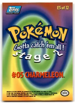 Charmeleon 1999 Topps Pokemon Movie Animation 1st Printing Blue Logo #E5 - NM - Image 2