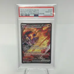 2025 POKEMON DRI EN-DESTINED RIVALS #229 TEAM ROCKET'S MOLTRES EX PSA 10 - Image 1