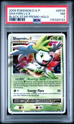 2009 POKEMON DIAMOND & PEARL BLACK STAR PROMO #DP39 SHAYMIN LV.X-HOLO PSA 7 - Image 1
