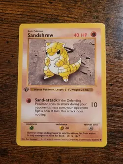 Pokemon Sandshrew Base Set 1st Edition Shadowless 62/102 NM - Image 1